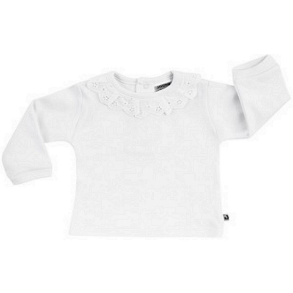 Baby Langarmshirt Jacky weiß mit Kragen Detail weich bequem und elegant für Babys