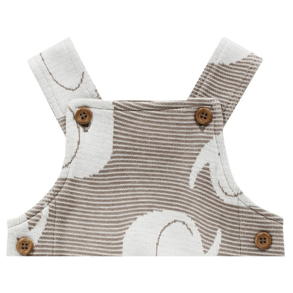 Baby Strampler Set Jacky beige mit Elefanten Muster und Langarm Shirt aus weichem Stoff