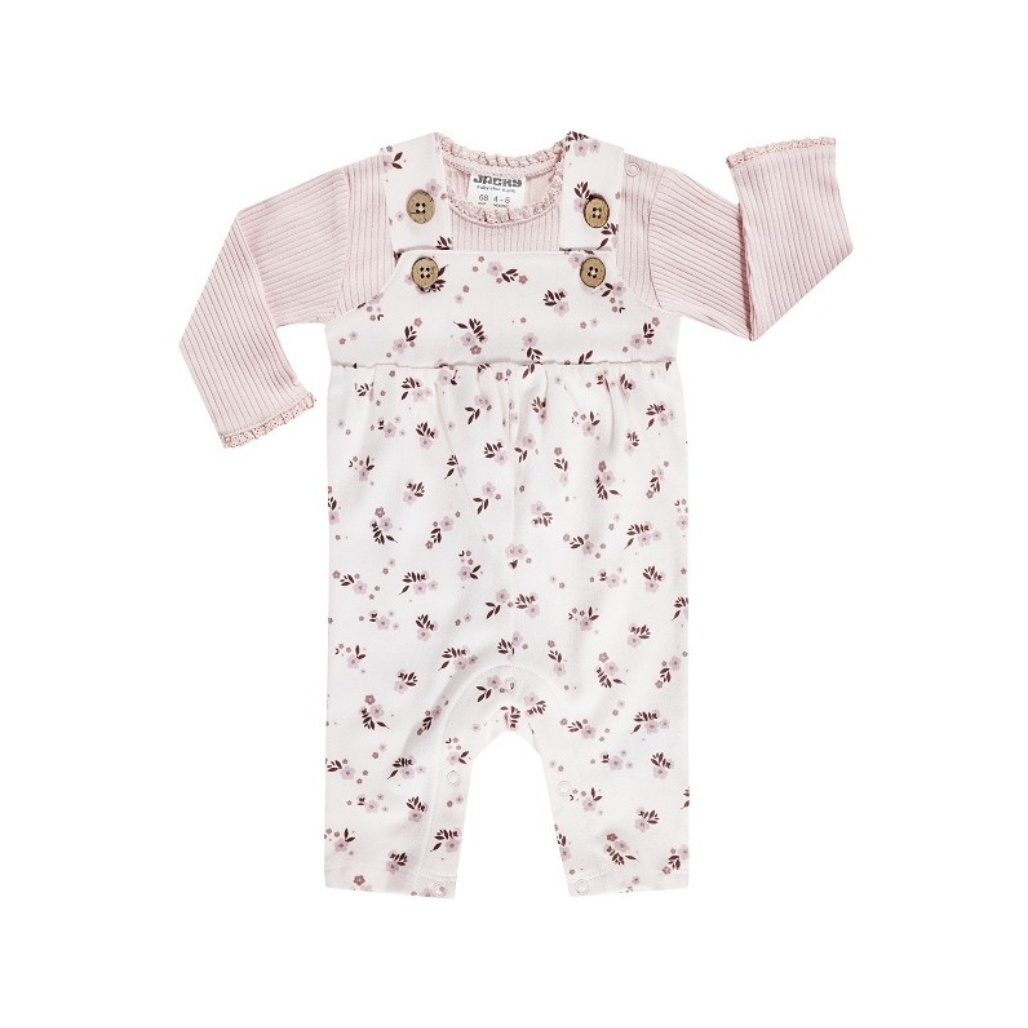 Baby Strampler Set Jacky rosa mit langarm Shirt und feinem Muster weich und bequem für Babys