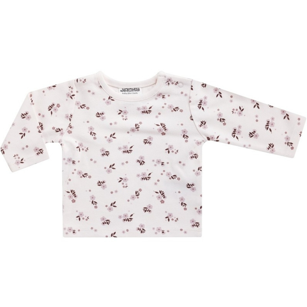 Baby Strampler Set Jacky rosa mit Blumenmuster und langarm Shirt weich bequem für Babys