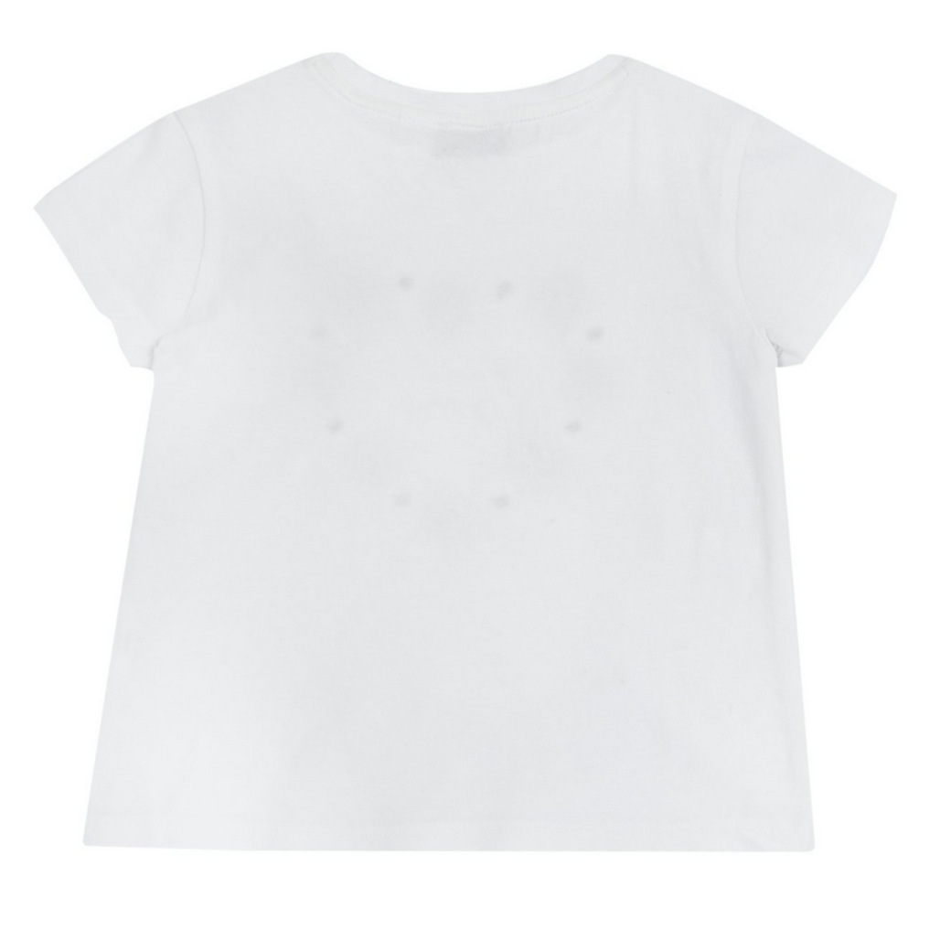 Chicco Kinder T-Shirt in Weiß mit Herz aus schwarzen und weißen Blumen und Schriftzug, weich und bequem für den Alltag