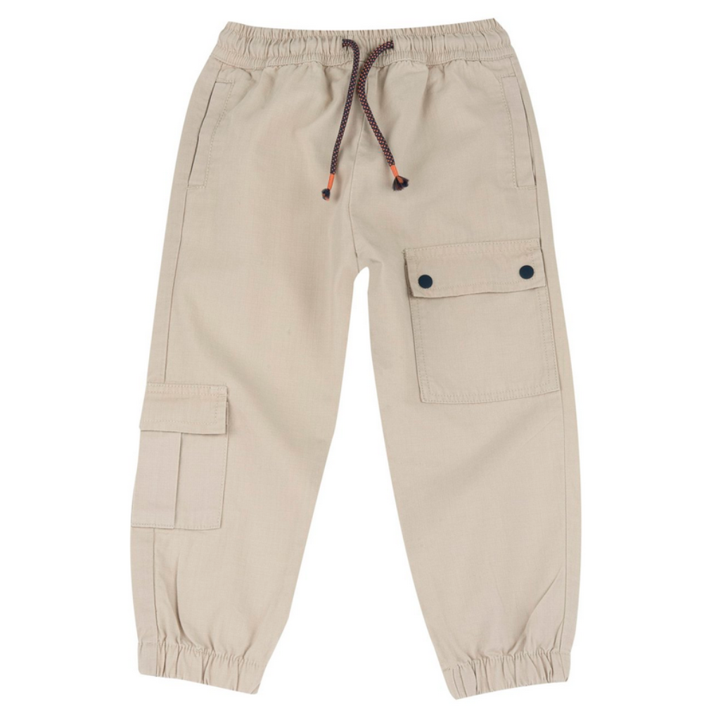 Chicco Kinder Cargo Hose in Beige mit elastischem Bund, Kordelzug und seitlichen Taschen, bequem und funktional für den Alltag