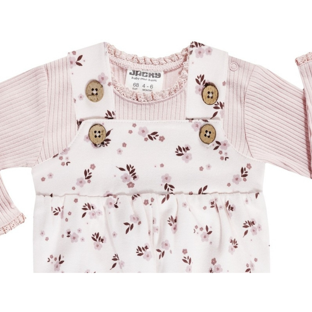 Baby Strampler Set Jacky rosa mit langarm Shirt und feinem Muster weich und bequem für Babys