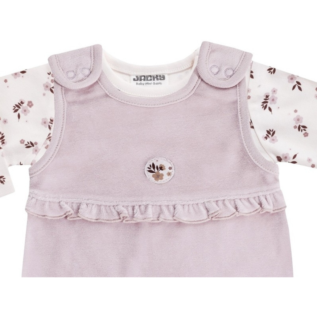 Baby Strampler Set Jacky rosa mit Blumenmuster und langarm Shirt weich bequem für Babys